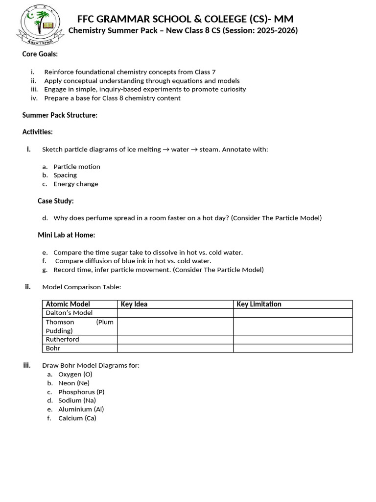 Summer Vacation Homework For Class VIII New | PDF | Planets | Natural ...