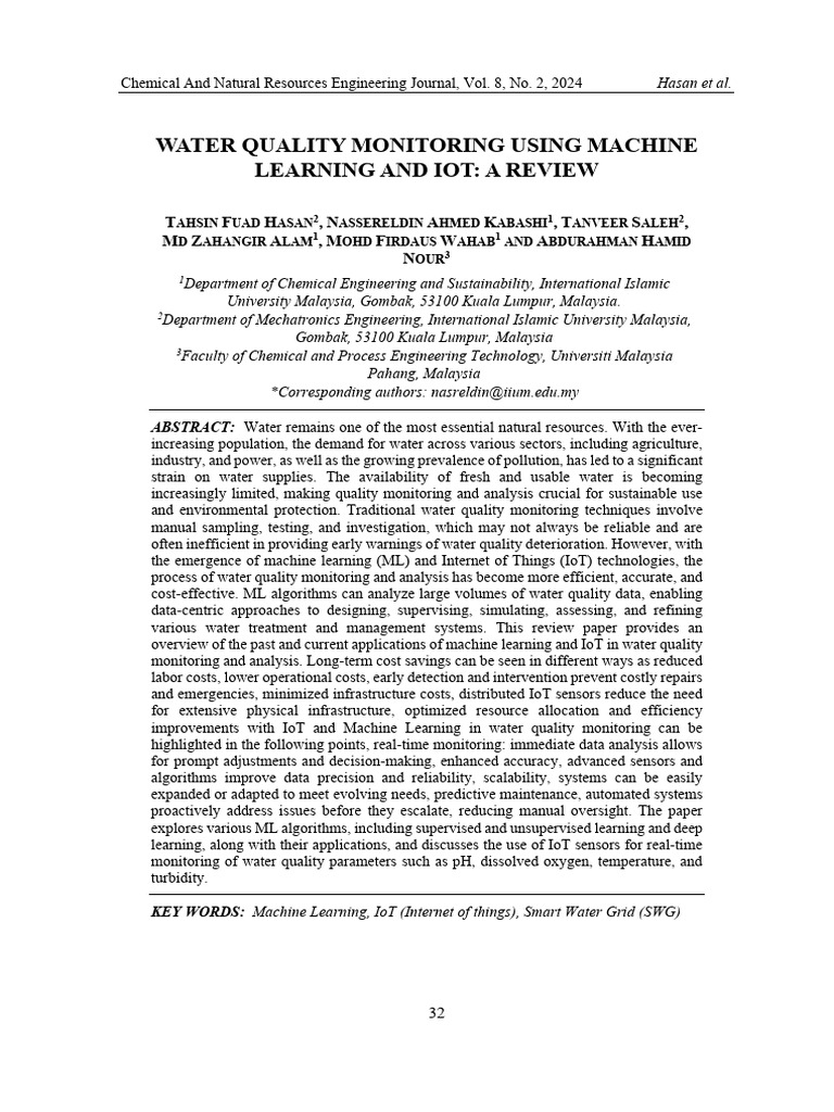IoT and ML for Water Quality Monitoring | PDF | Machine Learning ...