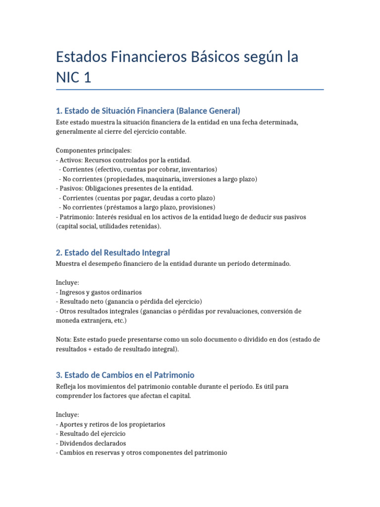 Estados Financieros NIC | PDF | Estado financiero | Contabilidad