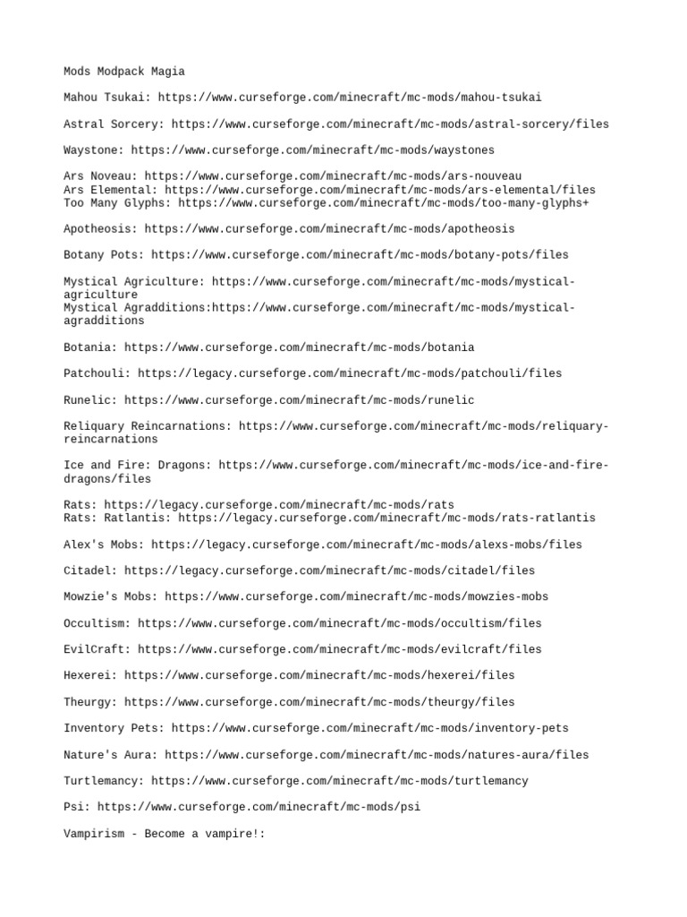Minecraft Magic Modpack Overview | PDF