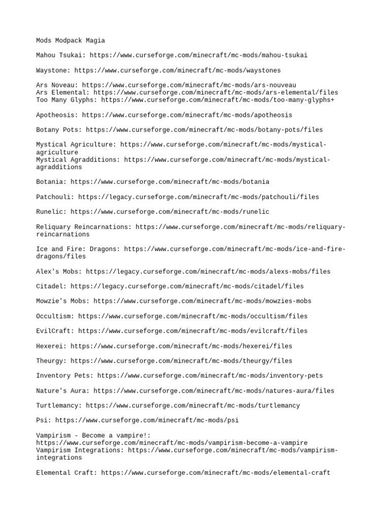 Minecraft Modpack: Magia Overview | PDF