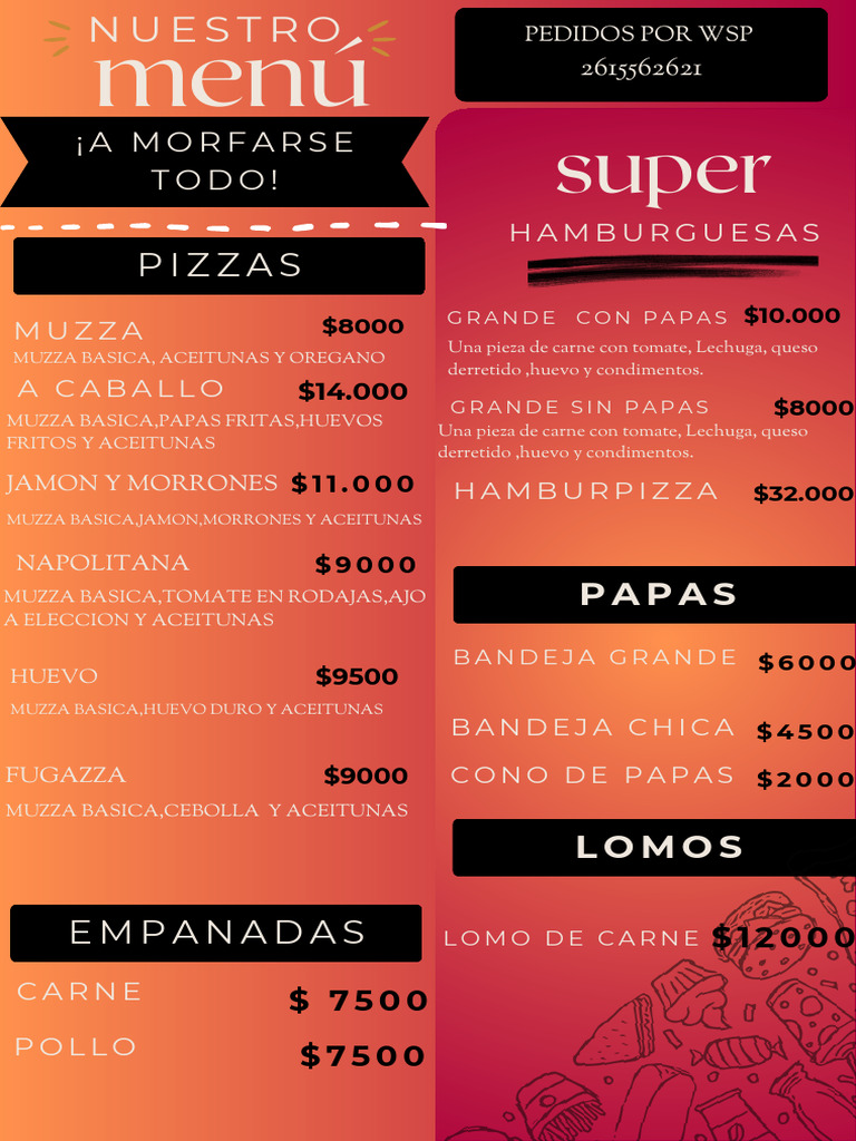 Menú de Que Rico! San Carlos | PDF
