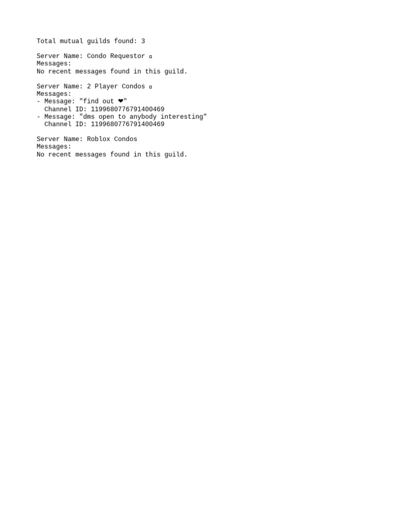Roblox Condo Discord Guilds Overview | PDF