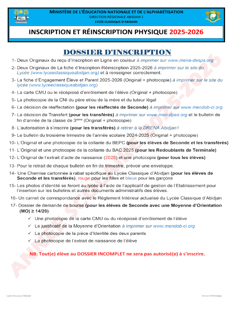 6 Dossier D'inscription | PDF