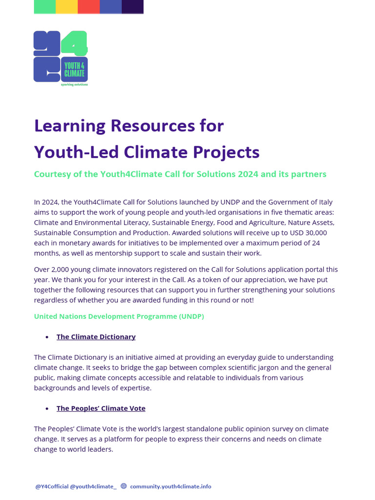 Resources for Youth Climate Action | PDF | Sustainability | United ...