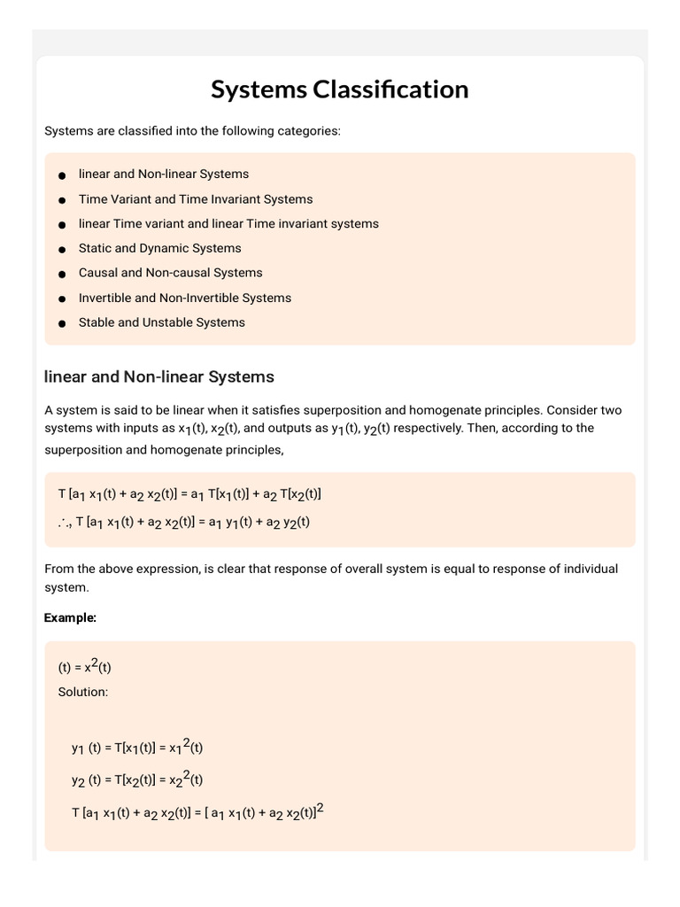 Classification of Systems in Signals | PDF | Algorithms | Electrical ...