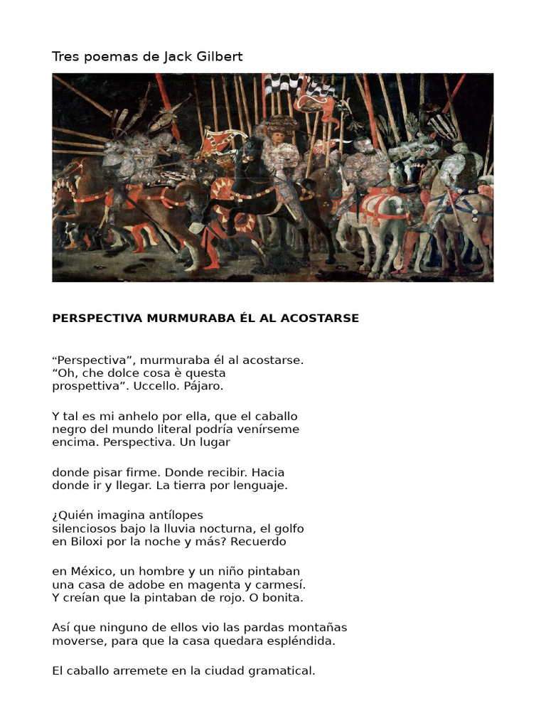 Poemas de Jack Gilbert: Amor y Perspectiva | PDF