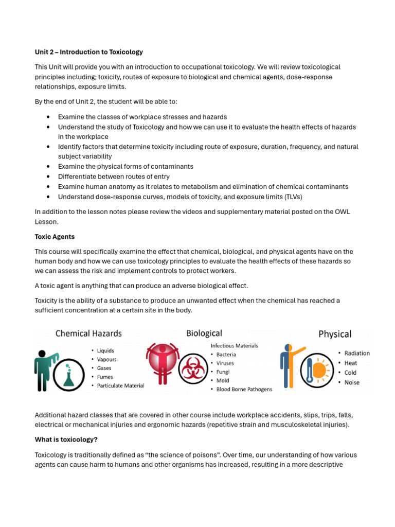 Unit+ 2+Lesson+Notes+2023 1 | PDF | Toxicology | Toxicity