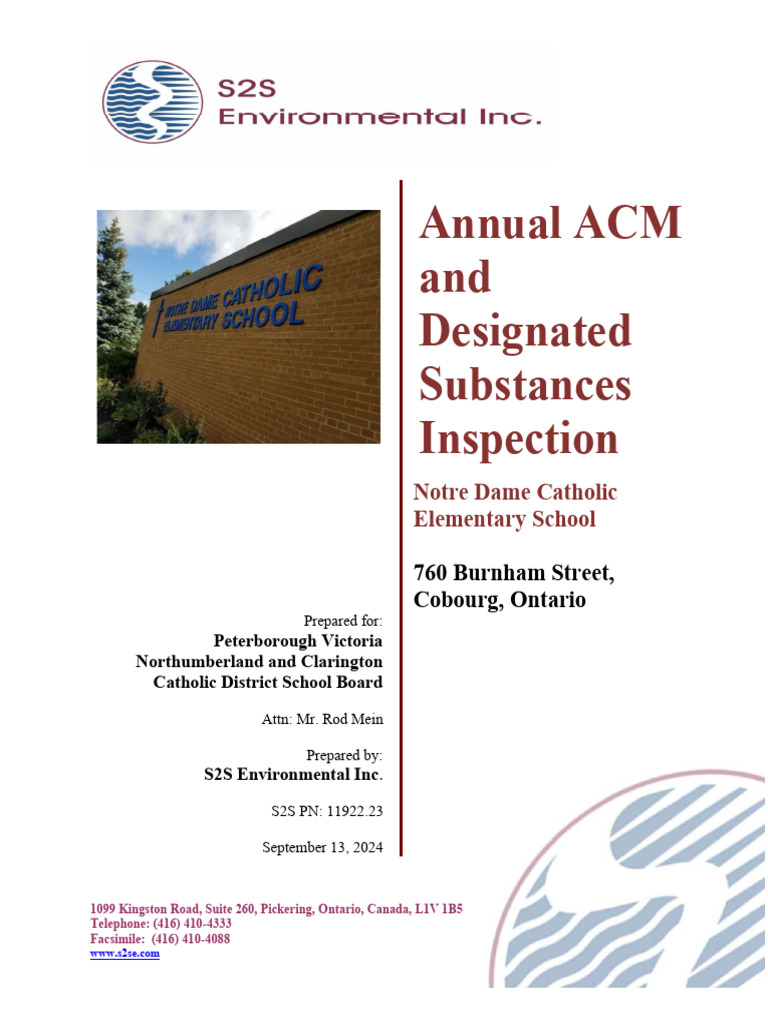 Annual ACM Inspection Report for School | PDF | Asbestos | Risk