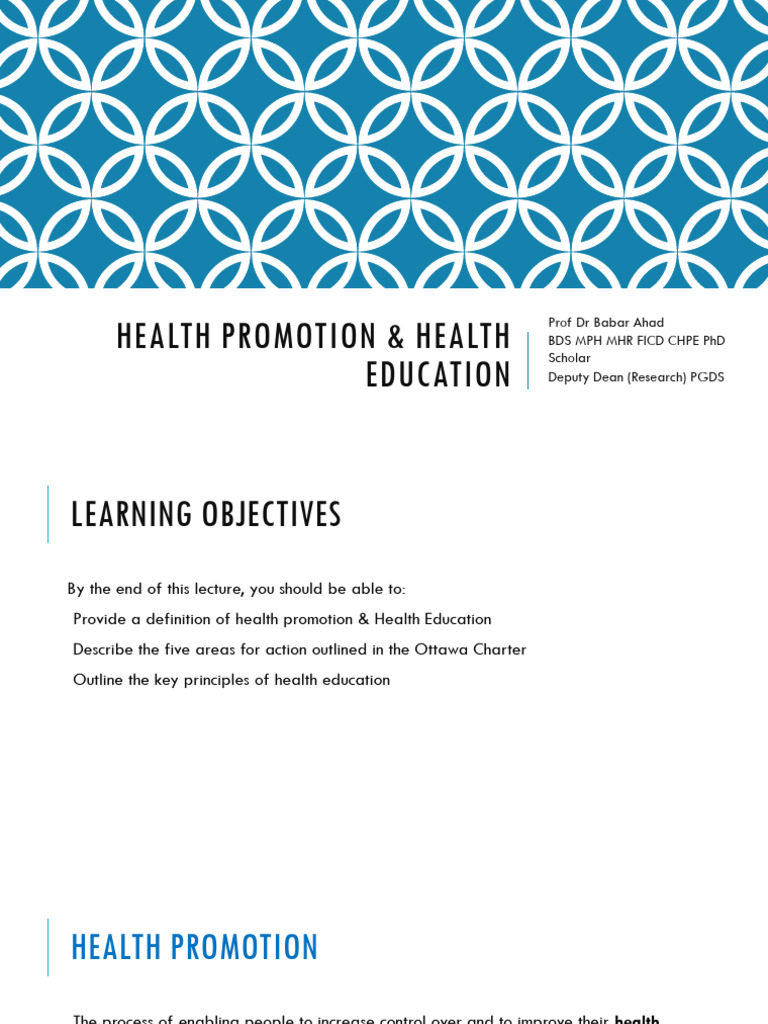 Health Promotion & Education Overview | PDF | Health Promotion | Behavior