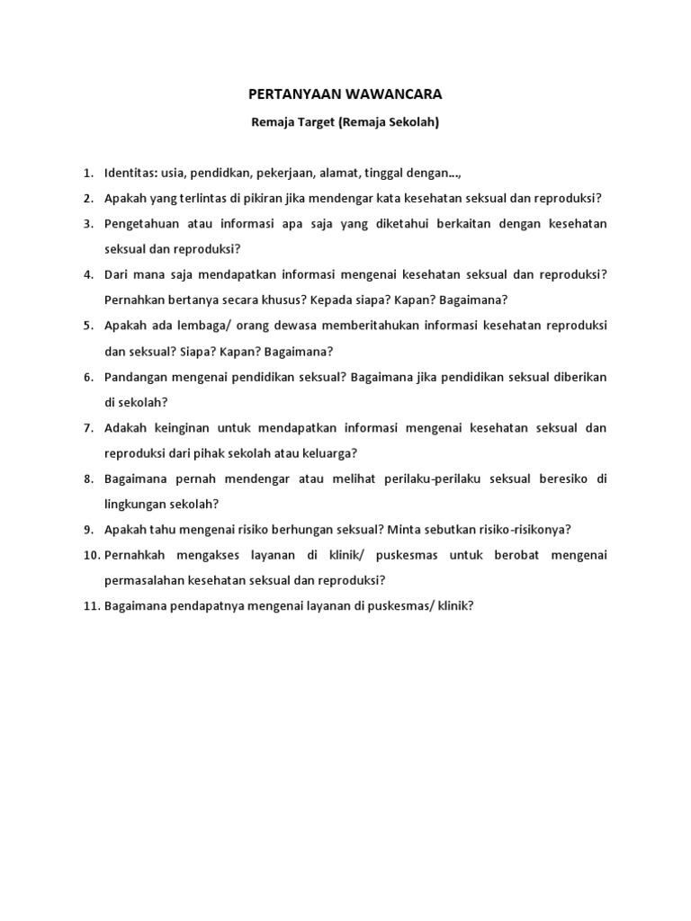 PERTANYAAN WAWANCARA Siswa | PDF