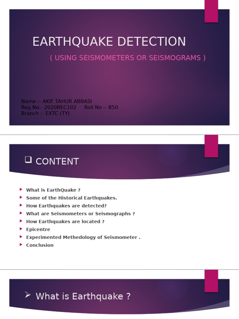 Earthquake Detection Using Seismometers | PDF | Seismology | Earthquakes