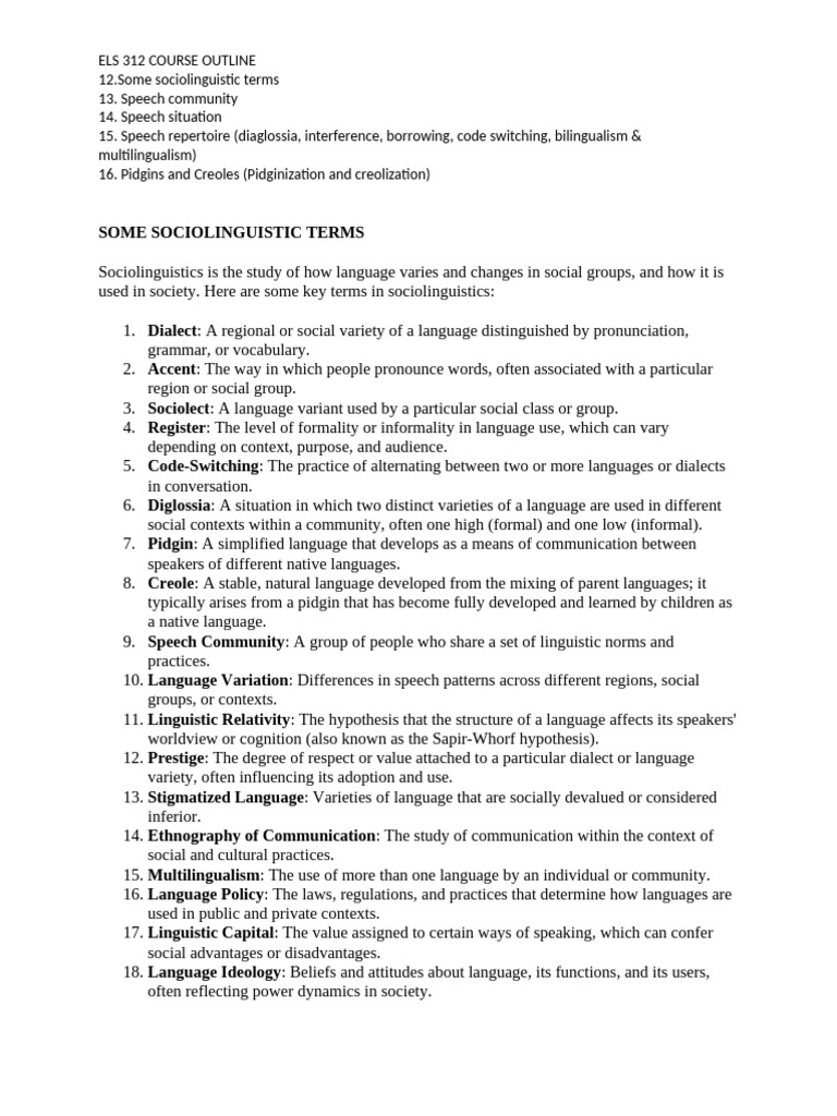 Key Concepts in Sociolinguistics | PDF | Multilingualism | Sociolinguistics