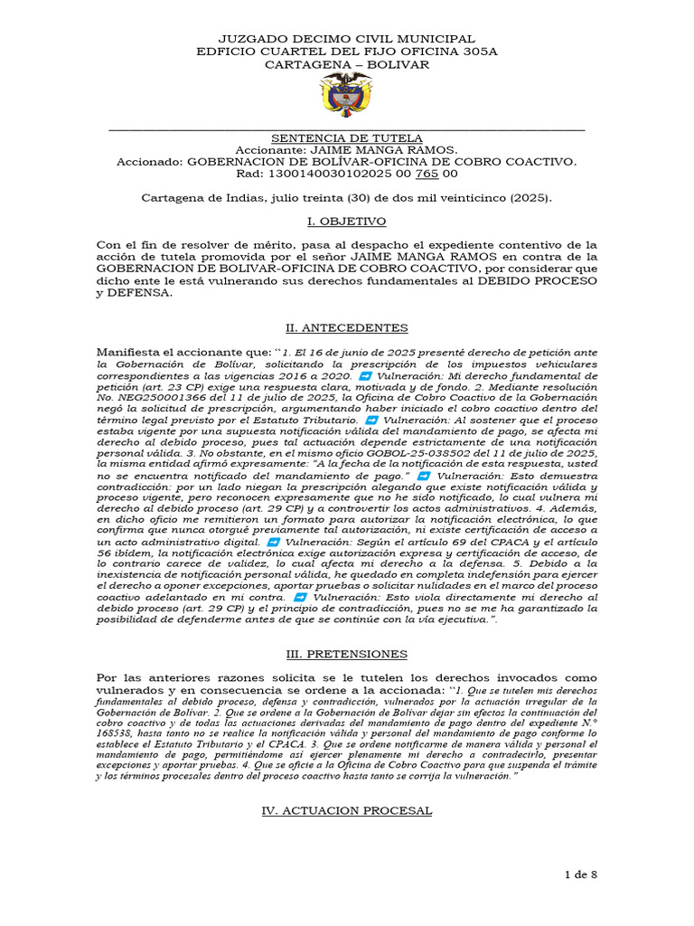 06 Sentencia | PDF | Debido al proceso | Caso de ley
