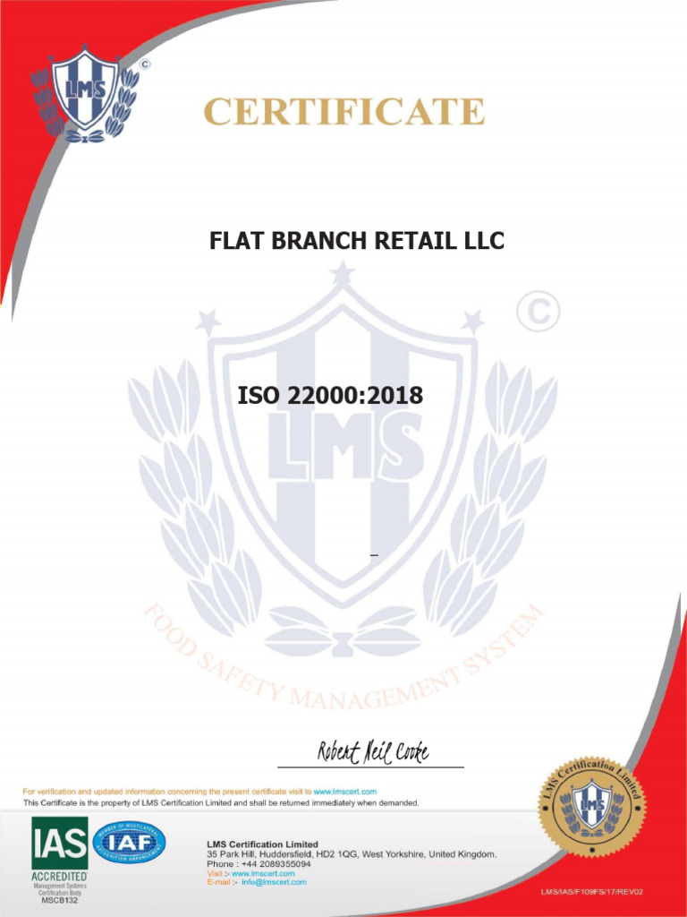 ISO 22000:2018 Certification for FLAT BRANCH | PDF