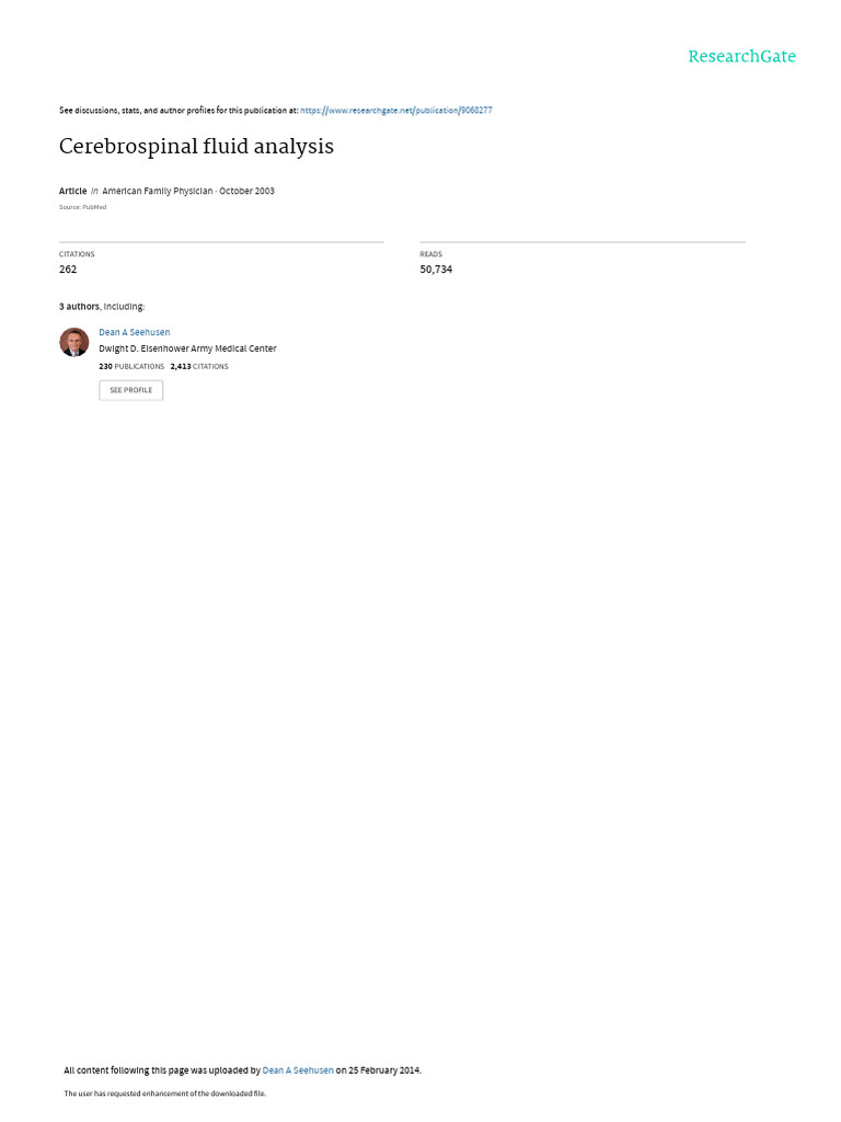 Cerebrospinal Fluid Analysis Guide | PDF | Cerebrospinal Fluid | Meningitis