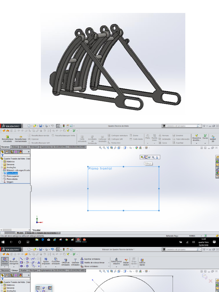 Quadro Roda Traseira - Projeto SOLIDWORKS Moto Harley | PDF