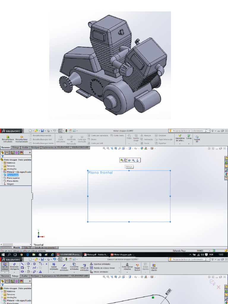 Motor Moto V V - Projeto SOLIDWORKS Moto Harley | PDF