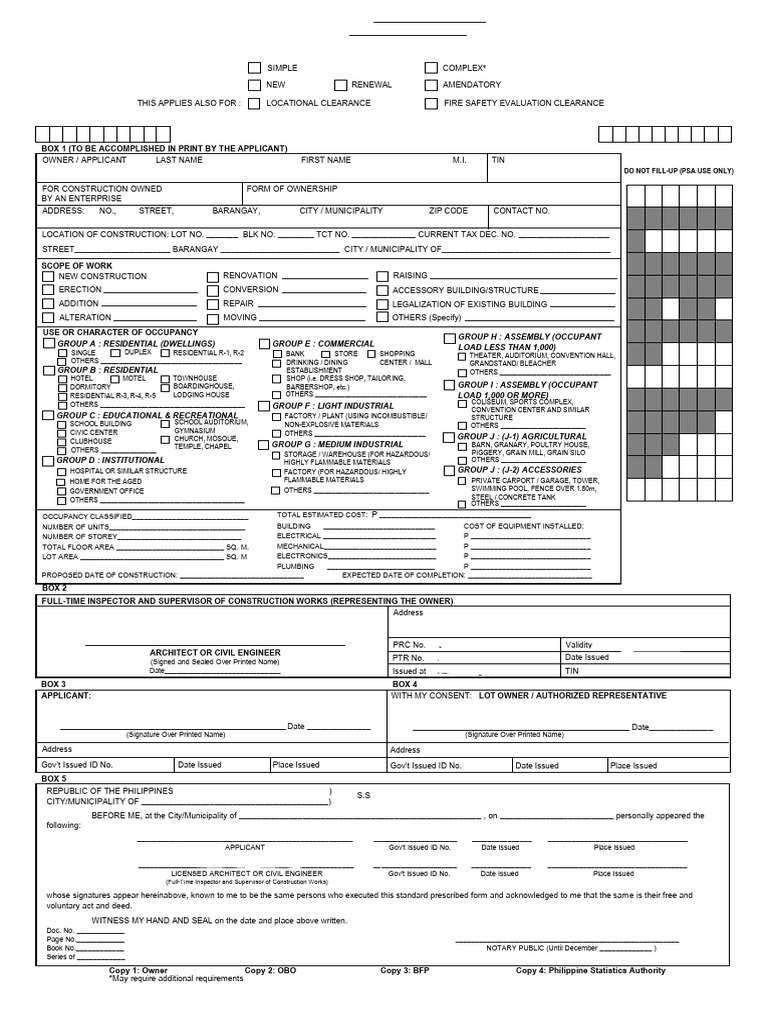 Unified Building Permit Application Form | PDF