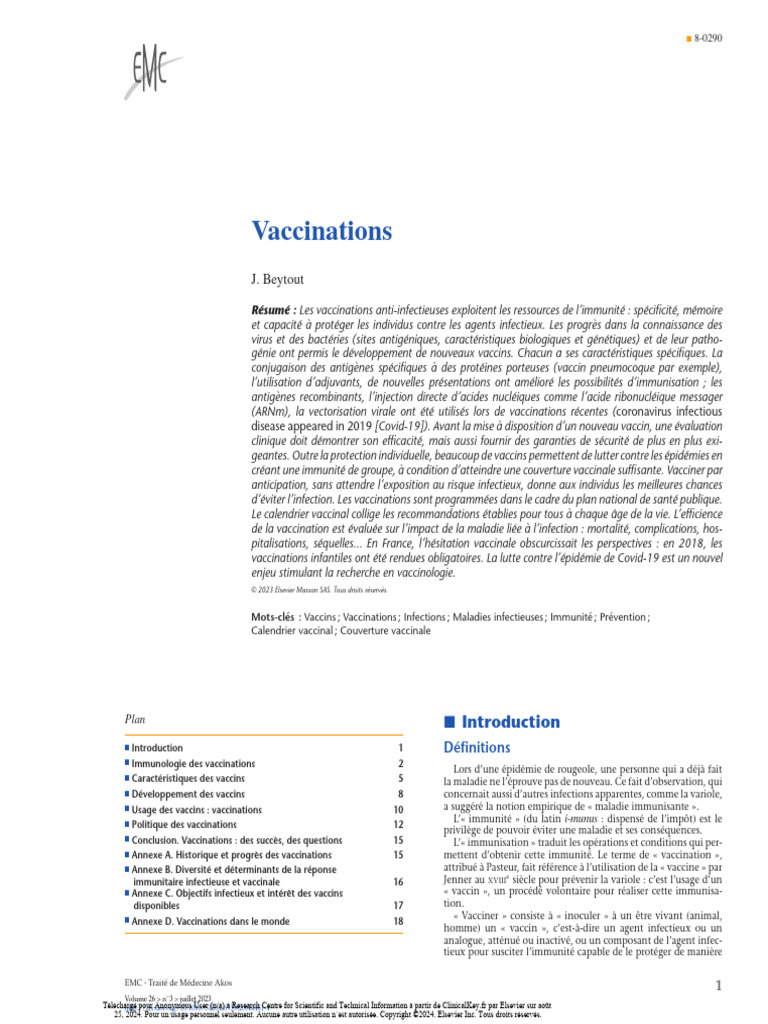 Vaccinations : Immunité et Développement | PDF | Système immunitaire ...