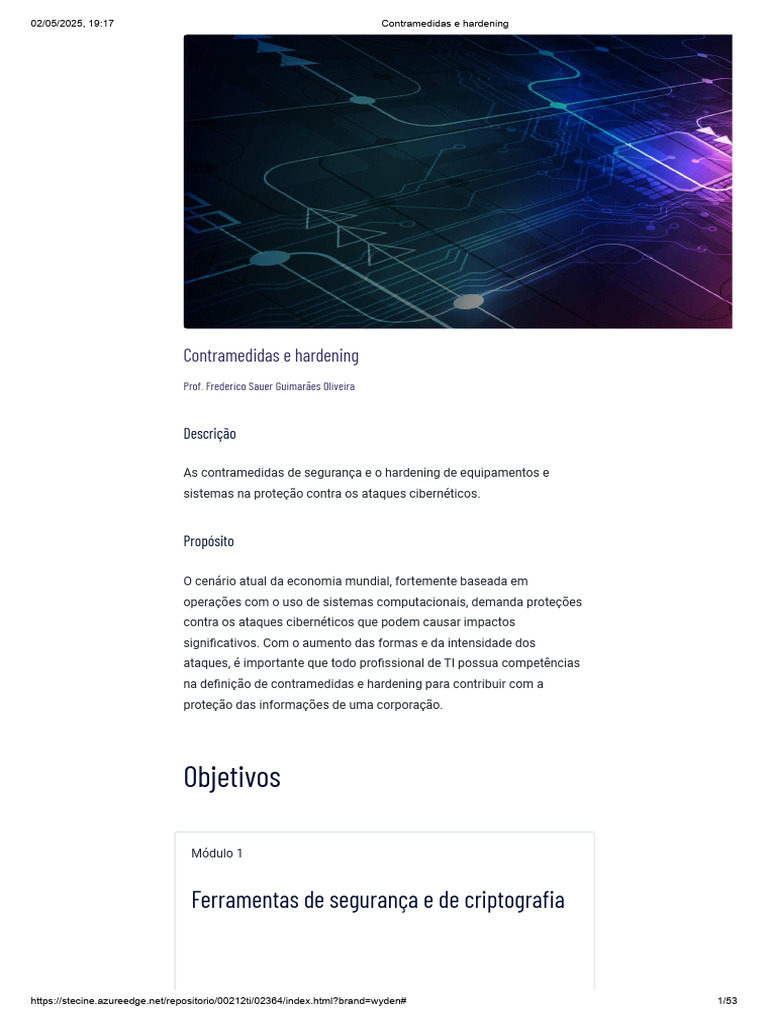 Hardening e Contramedidas de Segurança | PDF | Criptografia de chave ...