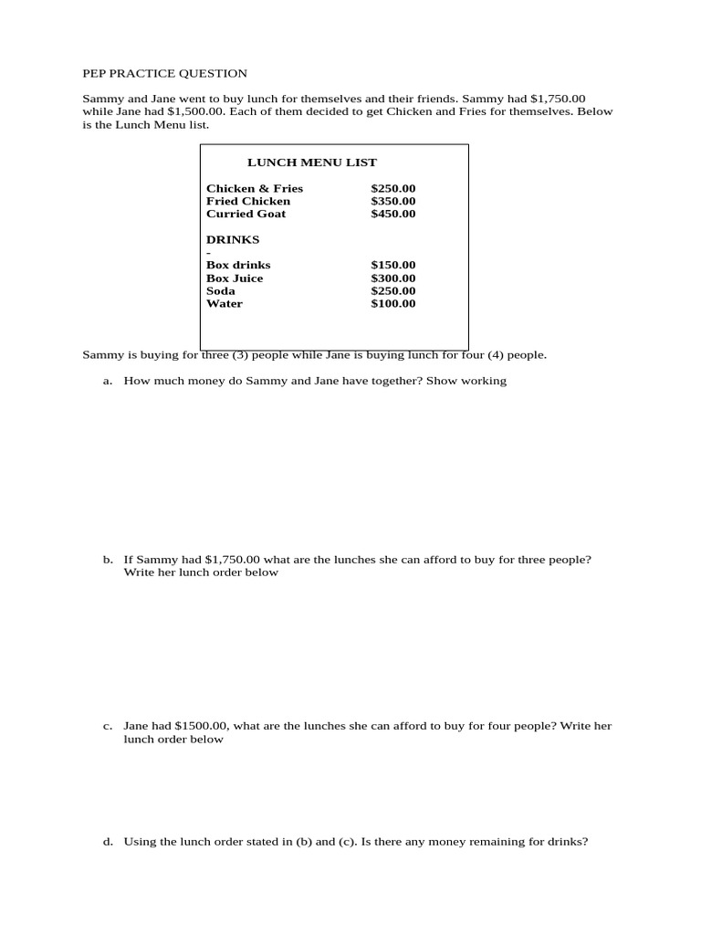 Pep Practice Question 2 | PDF