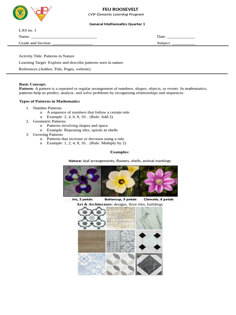 Patterns in Nature for Grade 4 Math | PDF