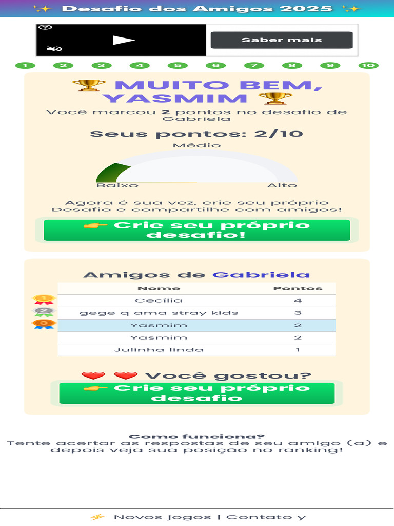 Desafio dos Amigos 2025 | PDF