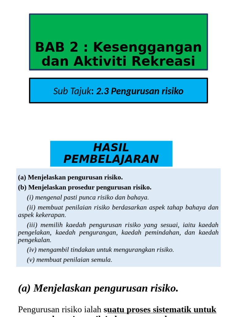 2.3 Pengurusan Risiko | PDF