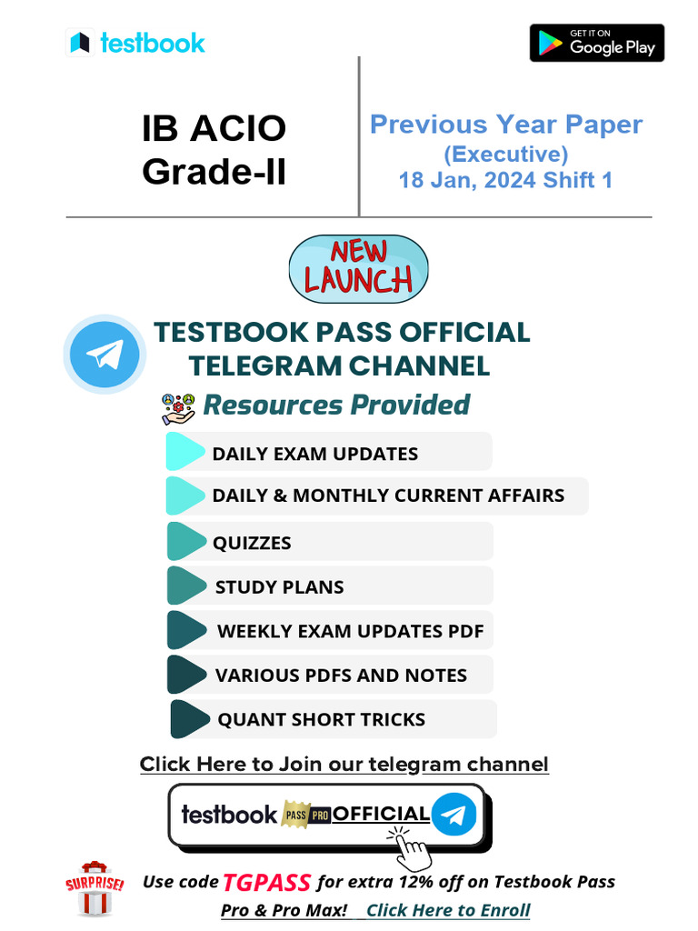 IB ACIO Grade-II (Executive) Official Paper (Held On - 18 Jan, 2024 ...