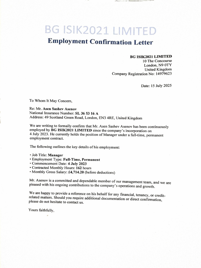 Employment Confirmation | PDF