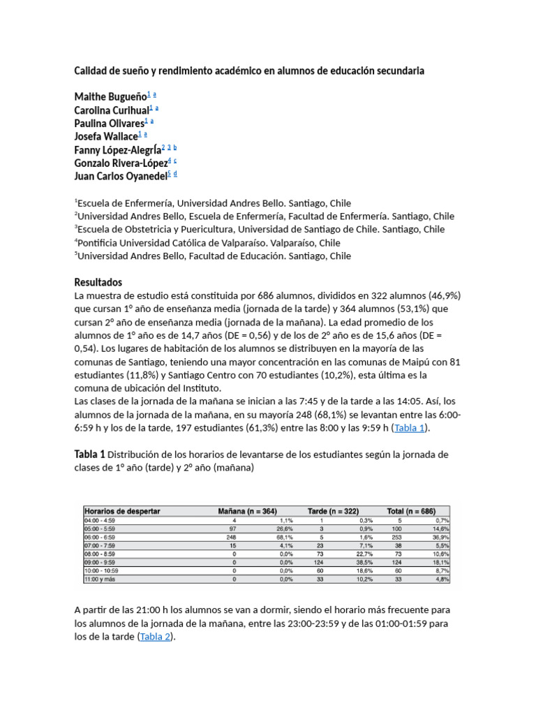 Calidad de Sueño y Rendimiento Académico en Alumnos de Educación ...