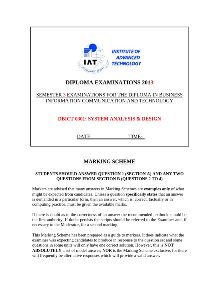 Diploma Exam: System Analysis & Design | PDF | Software Testing | System