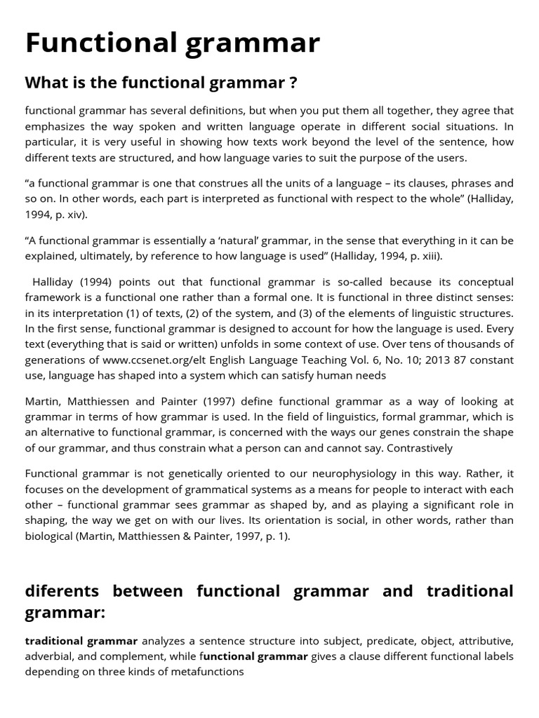 Understanding Functional Grammar Concepts | PDF | Clause | Semantics