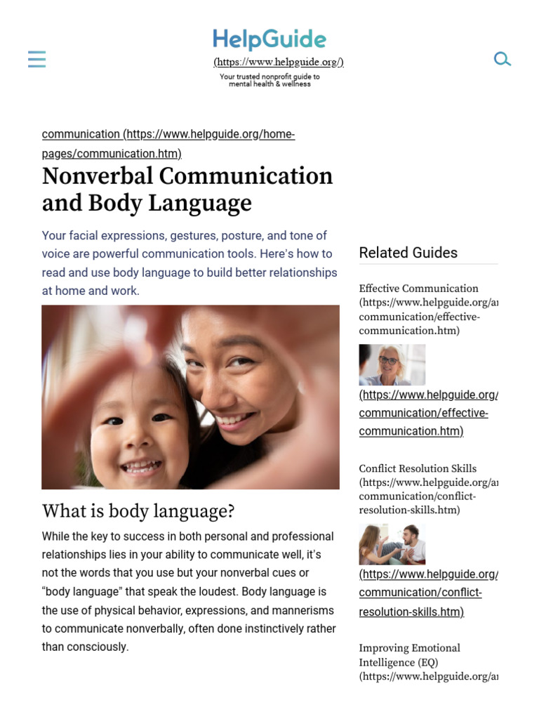 Understanding Body Language Basics | PDF | Body Language | Nonverbal ...