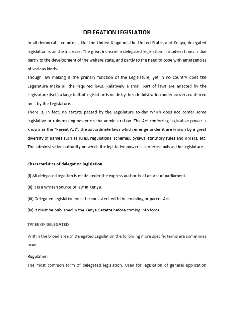Understanding Delegated Legislation | PDF | Legislation | Parliament