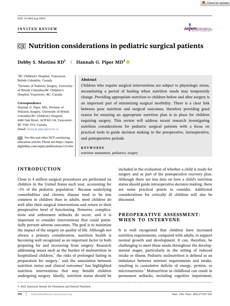 Nut in Clin Prac - 2022 - Martins - Nutrition considerations in ...
