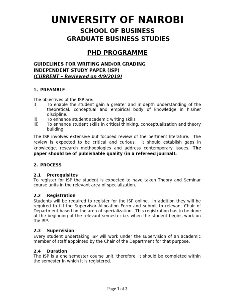 ISP Writing Guidelines for PhD Students | PDF