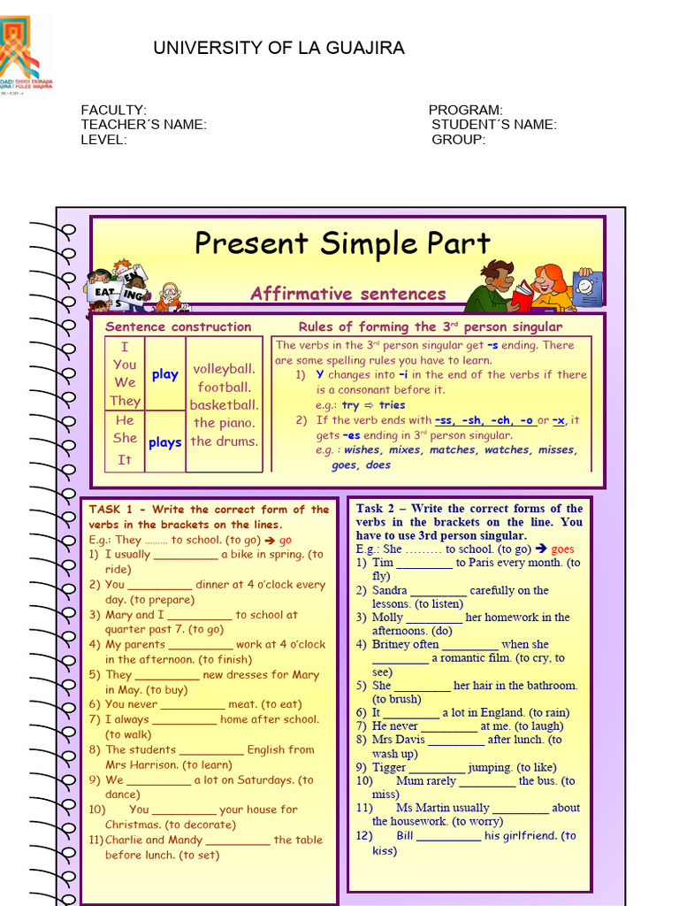Present Simple Tense Exercises | PDF