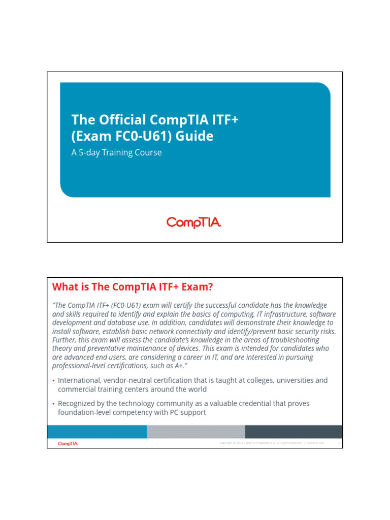 CompTIA ITF+ FC0-U61 Exam Guide | PDF | Software | Comp Tia