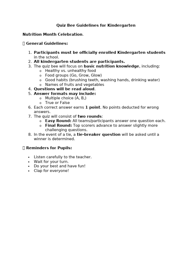 Quiz Bee Tie-Breaker Guidelines | PDF | Multiple Choice