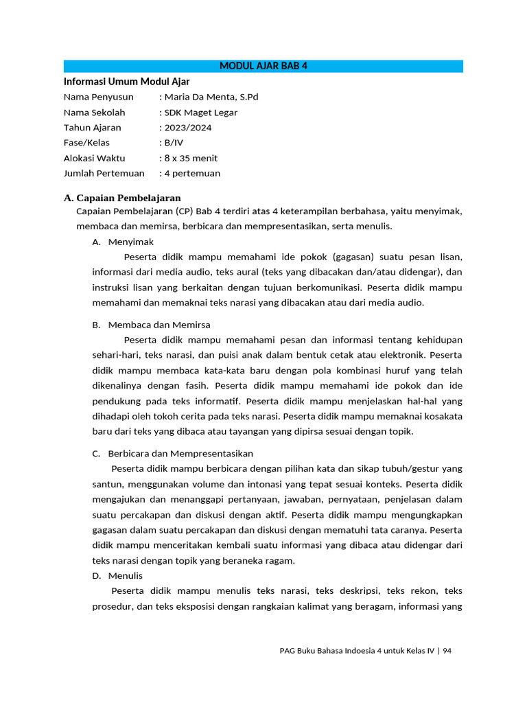 7.4 Modul Ajar Bab 4 | PDF