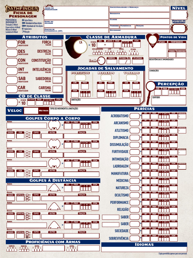 Ficha de Personagem para RPG | PDF