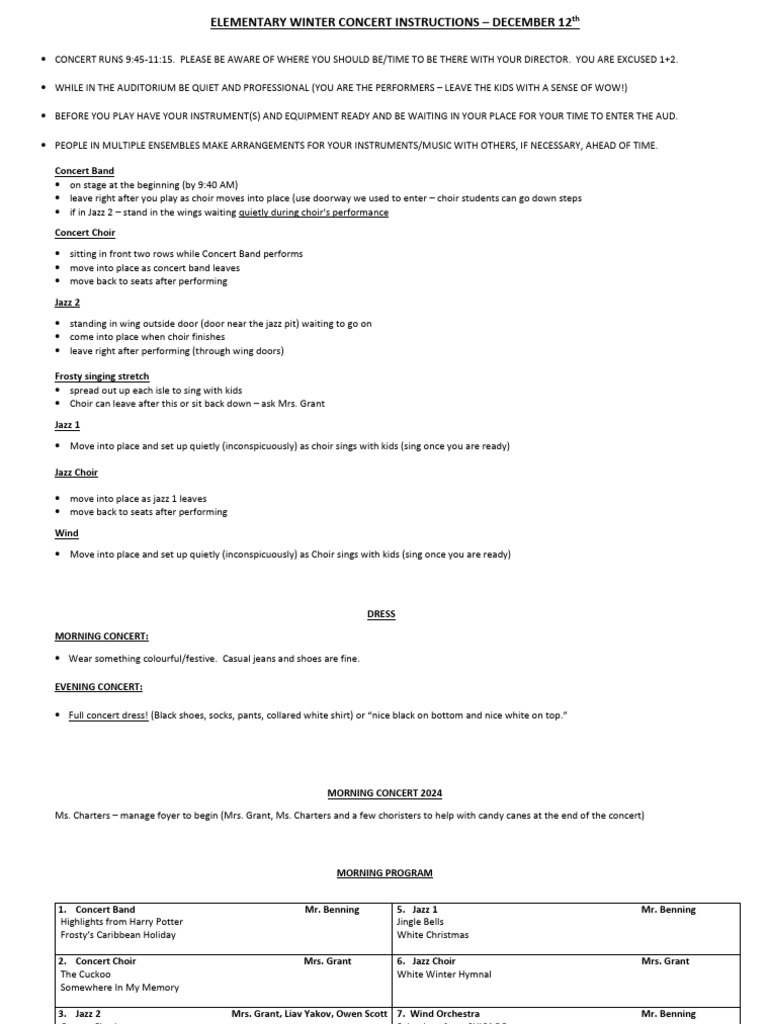 Elementary Winter Concert Guide | PDF | Choir