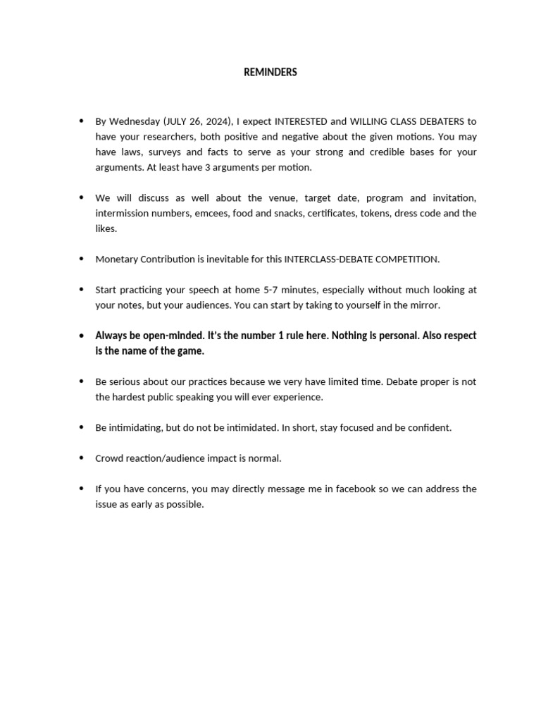 Reminders | PDF