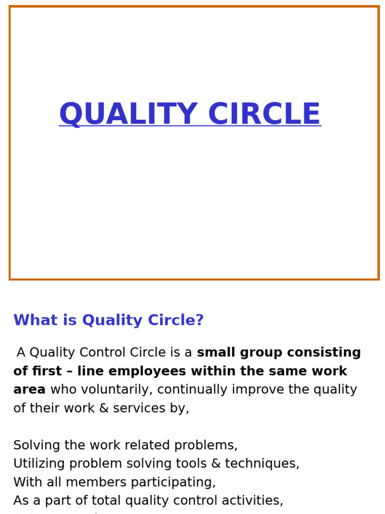 Quality Circle: Steps and Structure | PDF | Brainstorming | Idea