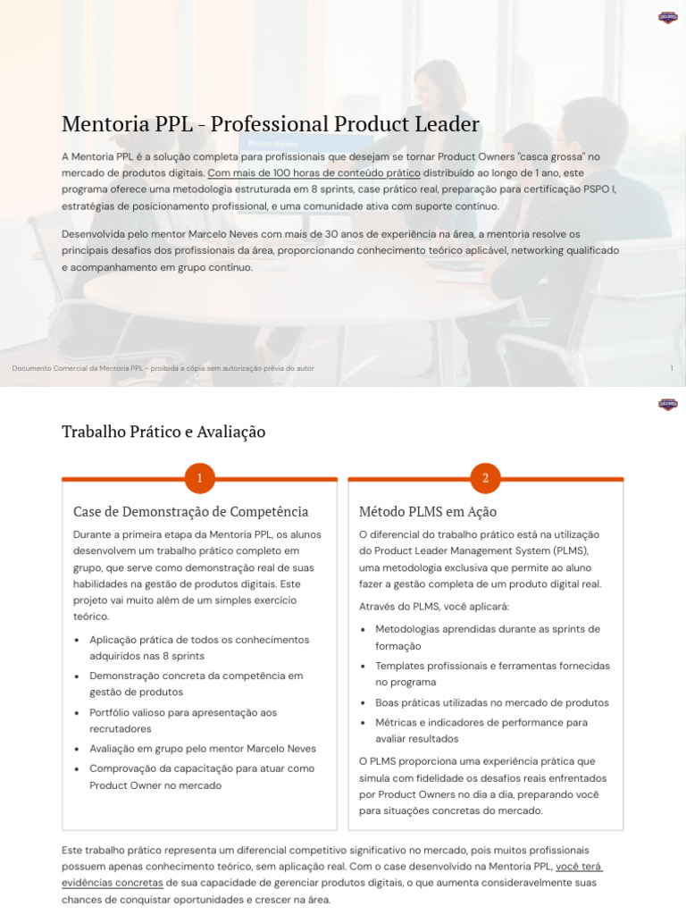 Mentoria PPL: Torne-se Product Owner | PDF | Mercado (economia ...