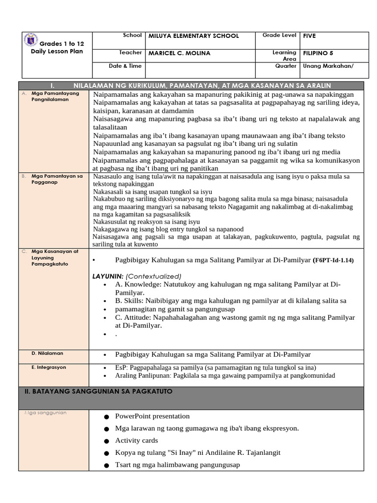 Teacher 2 Final Lesson Plan | PDF