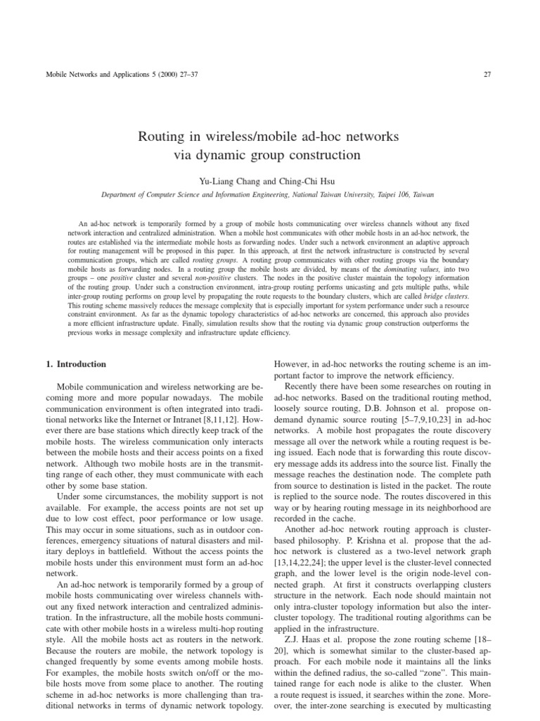 Routing in Mobile Ad Hoc Network | PDF | Technology & Engineering