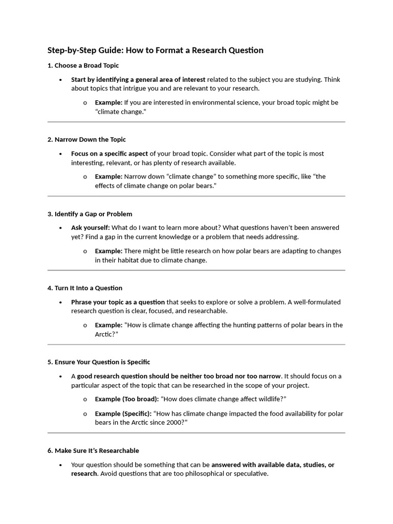 Steps of How To Formulate A Research Question | PDF | Question | Cognition